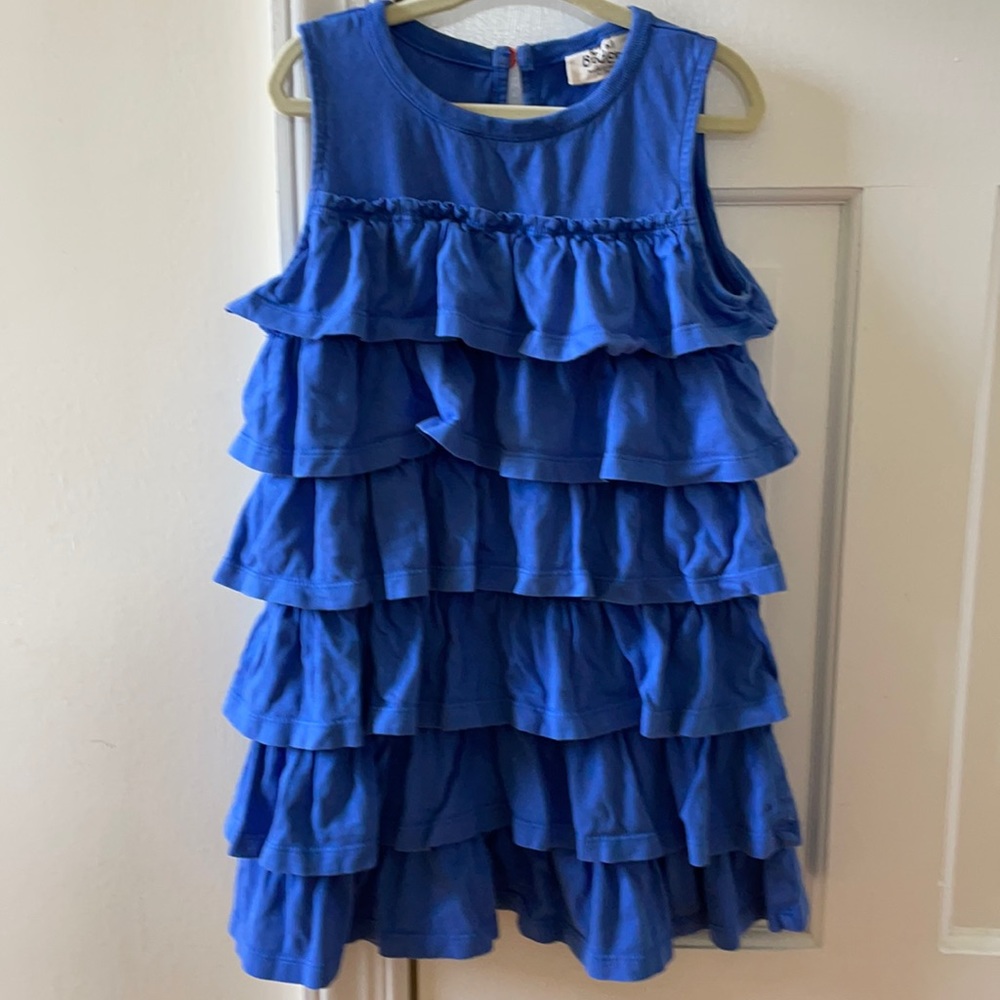 Mini Boden blue ruffle dress size 4-5 years